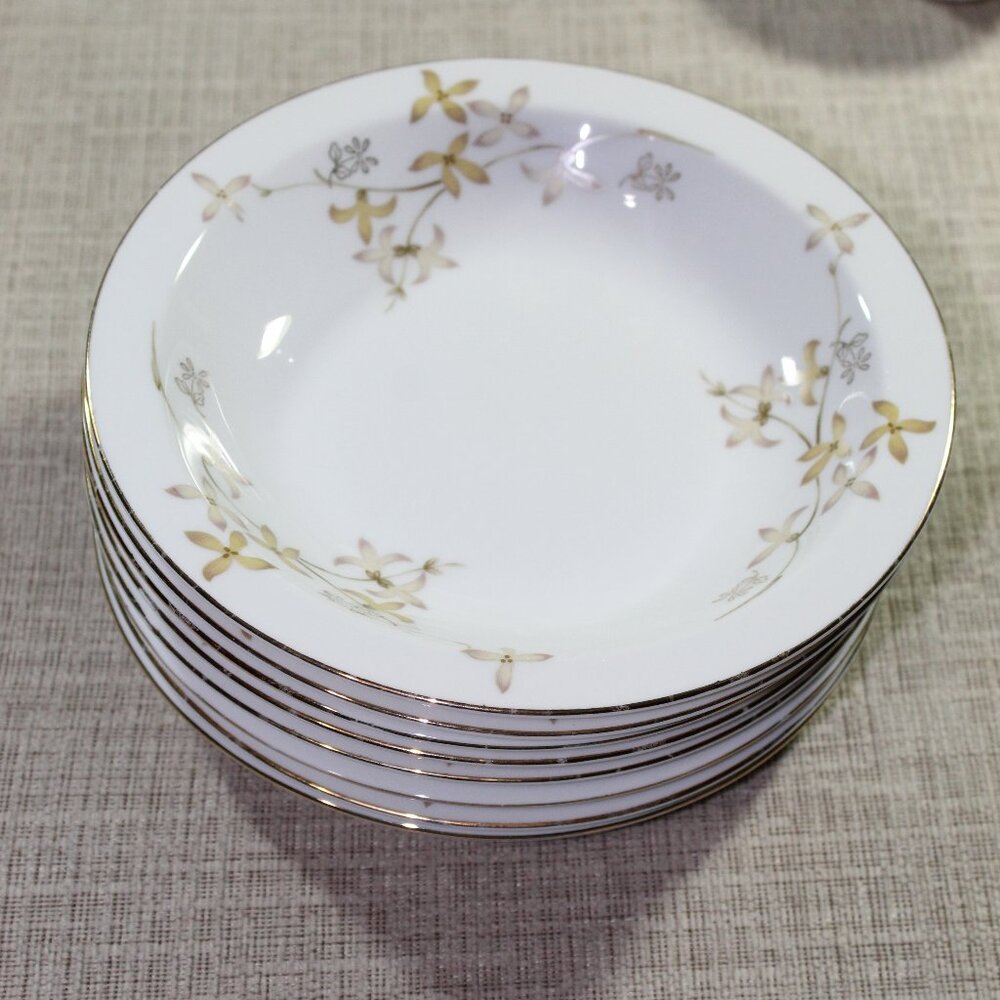 Set of 3 Summit Fine China Japan Barbara, Porcelain 7.5 in Soup Bowls